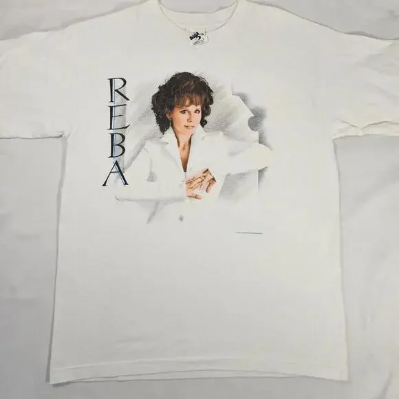 Vintage Reba Mcentire Tour Shirt White Graphic Tee 90s 1997 Large Made In USA - Picture 2 of 11